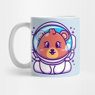 Cute baby bear wearing an astronaut helmet, cartoon character Mug